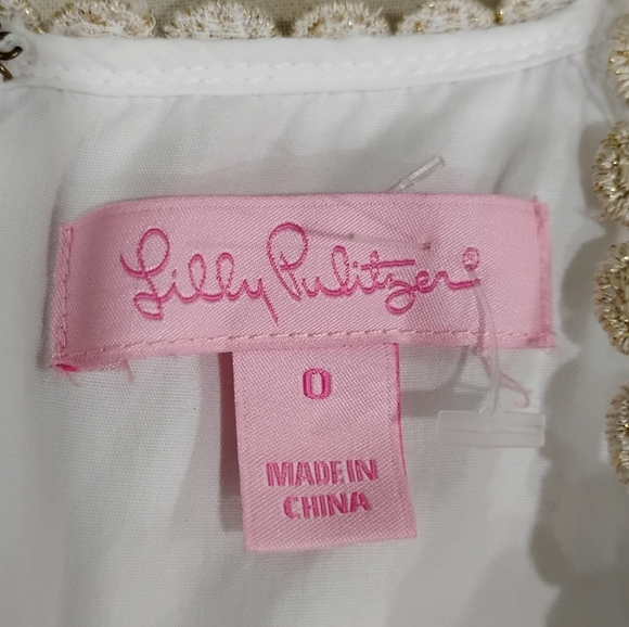 WHITE PIQUE & GOLD LILLY PULITZER DRESS NWOT - Picture 5 of 8